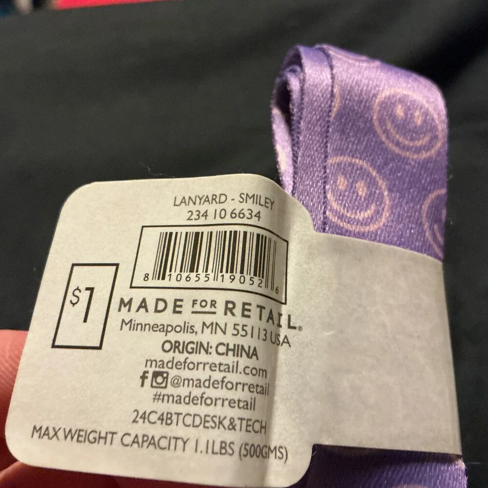 ★ Purple Smiley Face Phone Lanyard Wrist Strap NWT